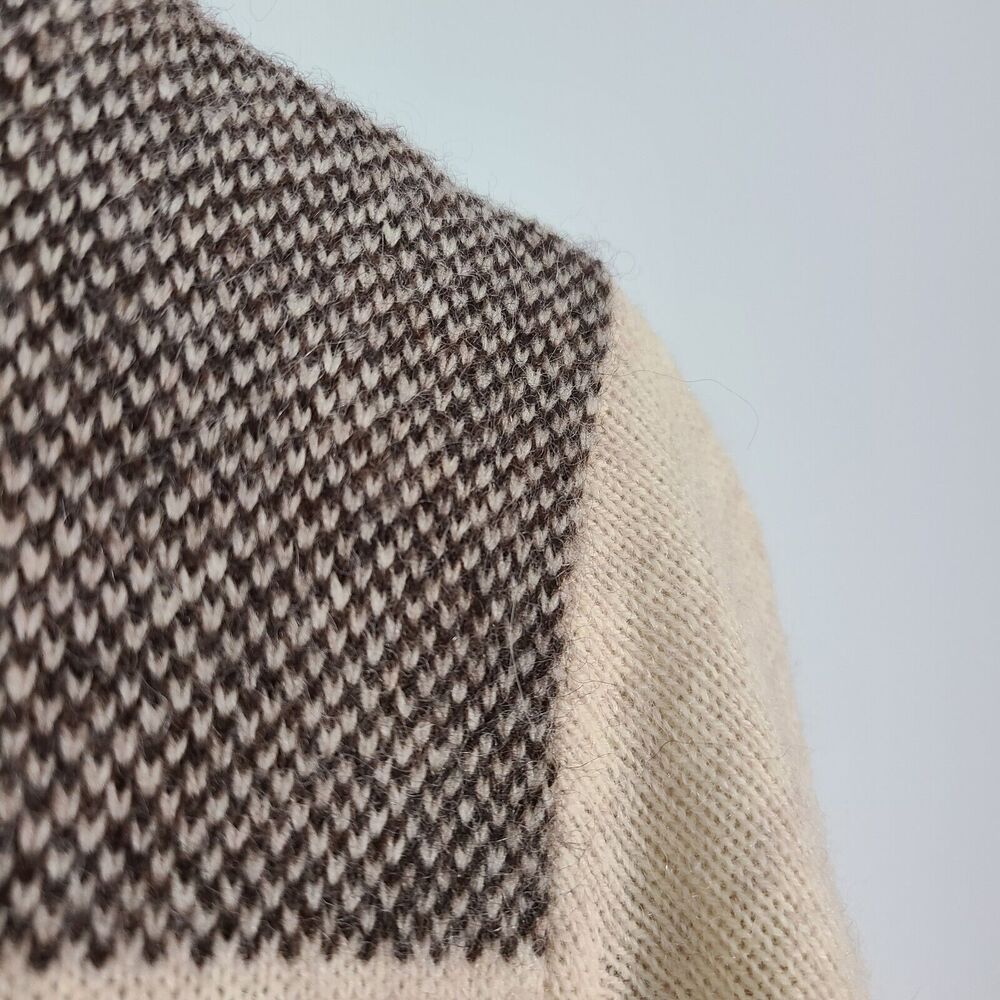 PENDLETON Wool Alpaca Discovery Cardigan Medium Petite Brown Cream Western FLAW - Picture 10 of 16